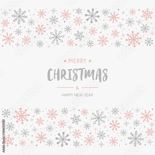 Christmas postcard with beautiful hand drawn snowflakes. Vector