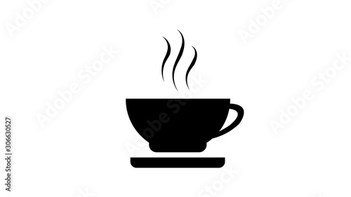 Coffee cup with steam isolated on white background