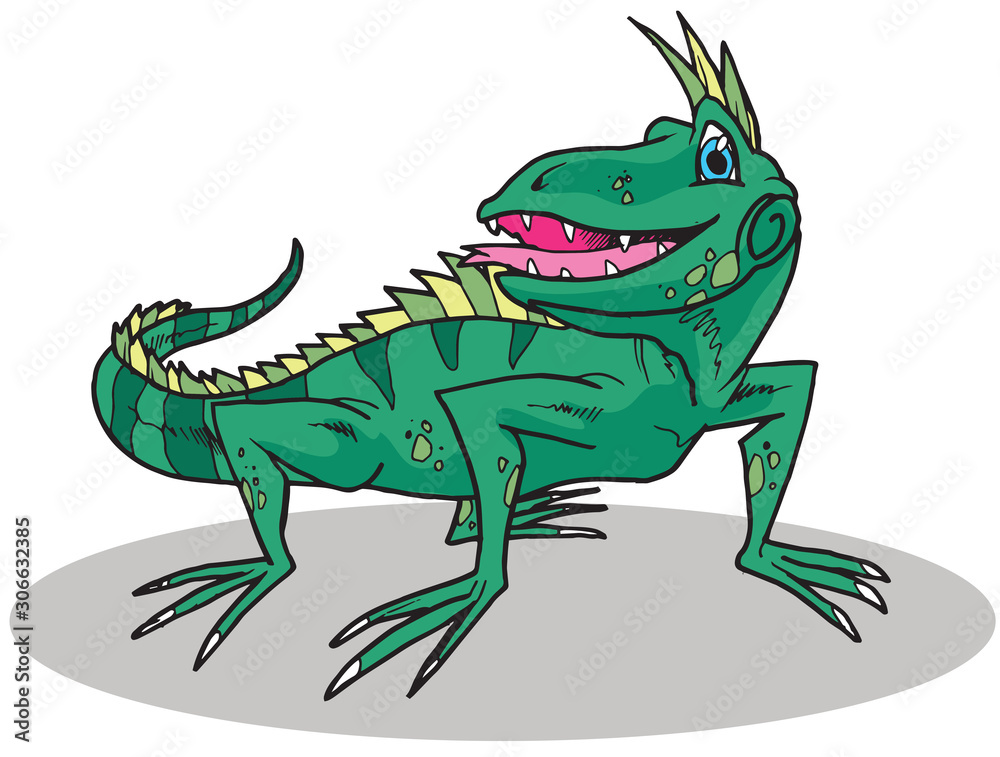 Fototapeta premium Cute Iguana Vector Illustration
