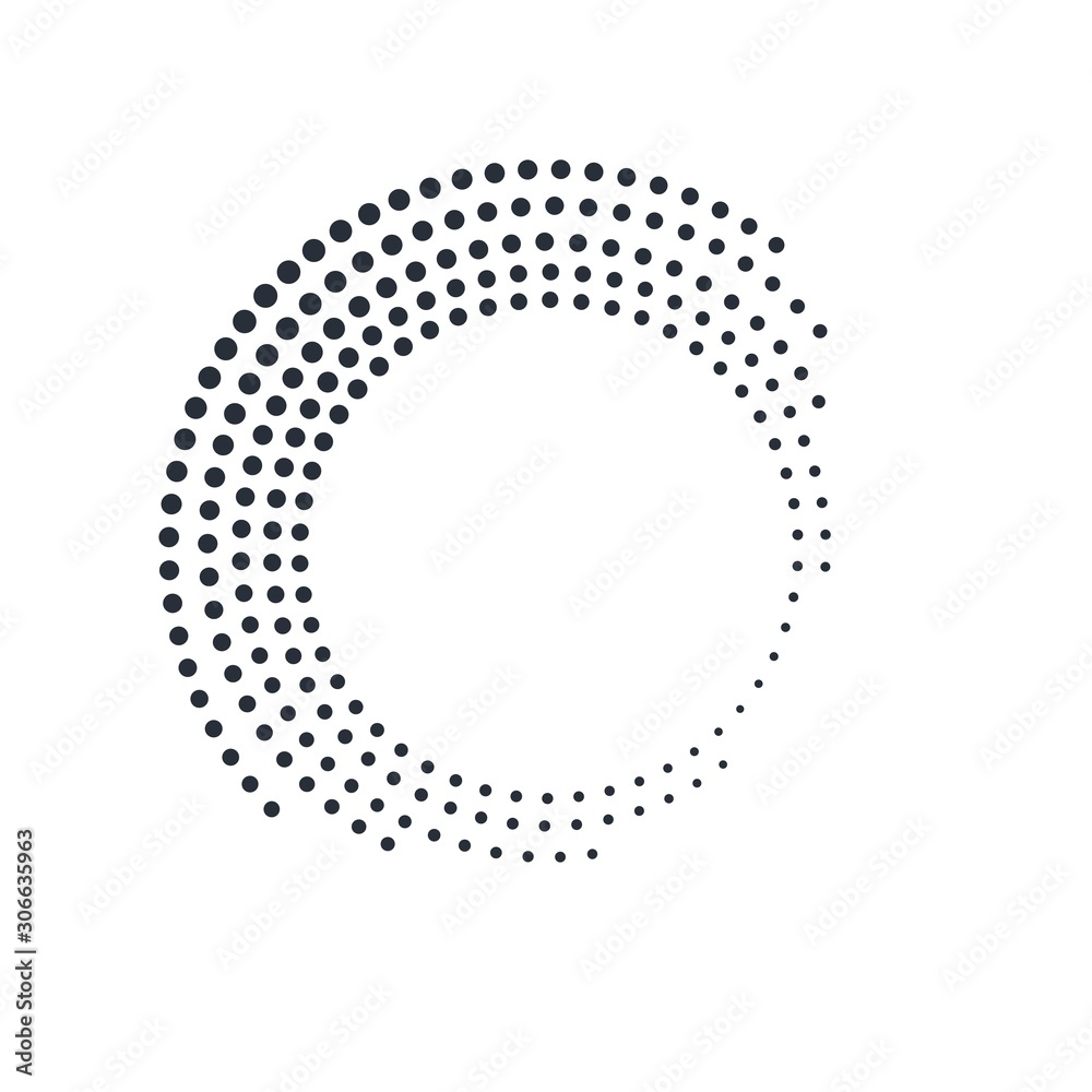 Concentric round geometric element. Halftones   Vector icon on a white background.