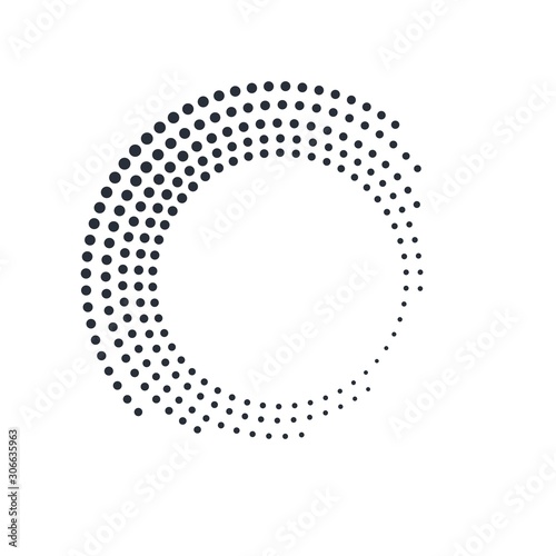 Concentric round geometric element. Halftones   Vector icon on a white background.