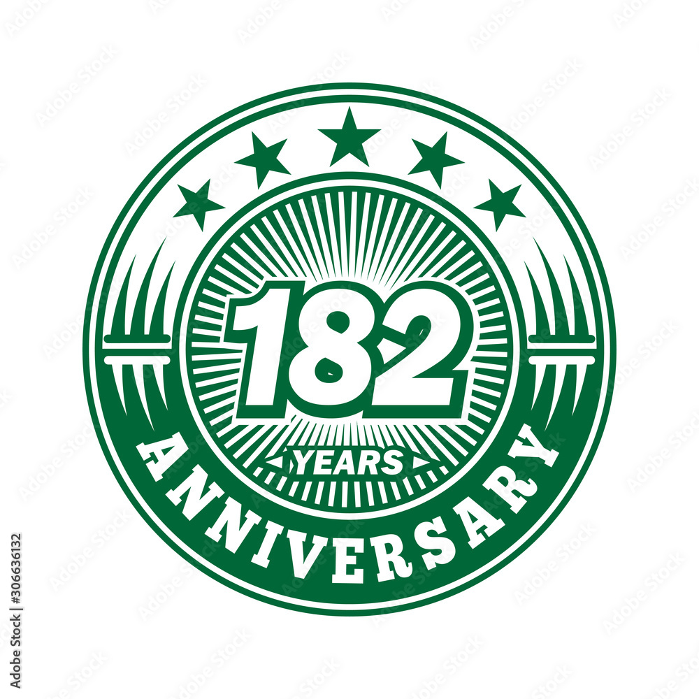 182 years logo. One hundred eighty two years anniversary celebration logo design. Vector and illustration. 182 years logo. One hundred eighty two years anniversary celebration logo design. Vector and illustration.