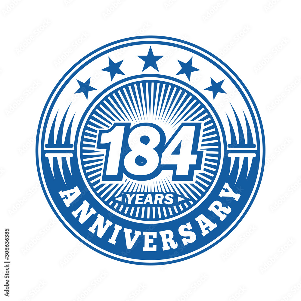 184 years logo. One hundred eighty four years anniversary celebration logo design. Vector and illustration. 184 years logo. One hundred eighty four years anniversary celebration logo design. Vector and illustration.