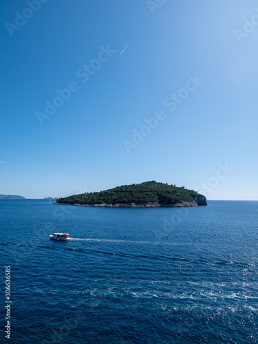 View of Lokrum Island in the Adriatic Sea, Croatia © hyserb