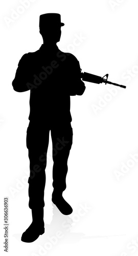 High quality detailed silhouette of a military army soldier