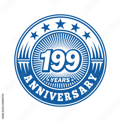  199 years logo. One hundred ninety nine years anniversary celebration logo design. Vector and illustration.