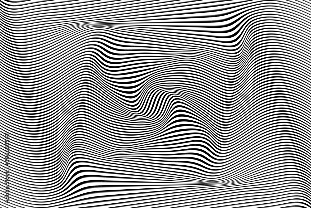 black and white abstract background with lines and wave 3D illustration black and white abstract background with lines and wave 3D illustration