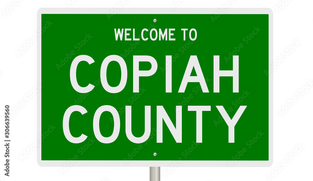 Rendering of a green 3d highway sign for Copiah County Rendering of a green 3d highway sign for Copiah County