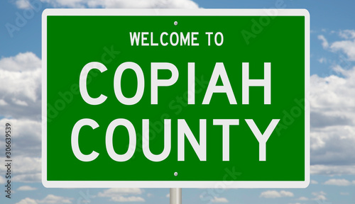 Rendering of a green 3d highway sign for Copiah County photo