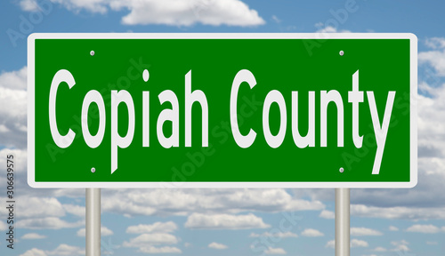 Rendering of a green 3d highway sign for Copiah County photo