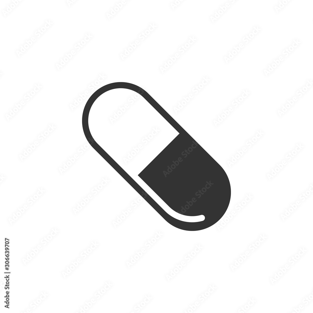 Pill capsule icon in flat style. Drugs vector illustration on white isolated background. Pharmacy business concept. Pill capsule icon in flat style. Drugs vector illustration on white isolated background. Pharmacy business concept.