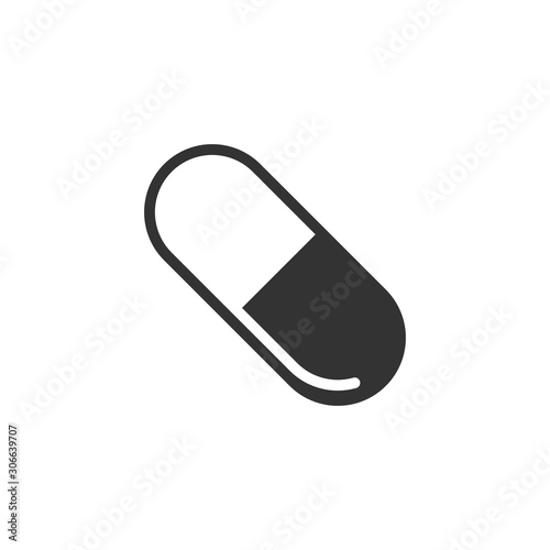Pill capsule icon in flat style. Drugs vector illustration on white isolated background. Pharmacy business concept.