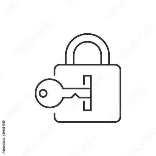 Locker icon in flat style. Padlock password vector illustration on white isolated background. Key unlock business concept.
