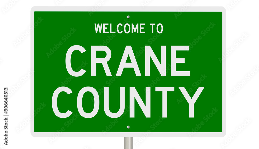Rendering of a green 3d highway sign for Crane County Rendering of a green 3d highway sign for Crane County