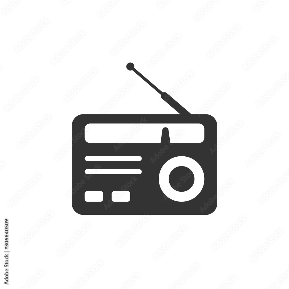 Radio icon in flat style. Fm broadcast vector illustration on white isolated background. Radiocast business concept. Radio icon in flat style. Fm broadcast vector illustration on white isolated background. Radiocast business concept.