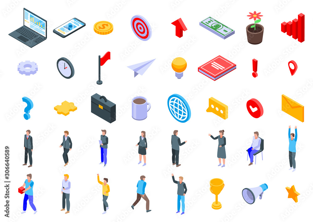 Fototapeta premium Entrepreneur icons set. Isometric set of entrepreneur vector icons for web design isolated on white background