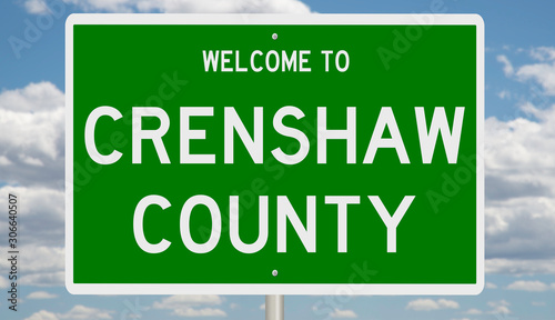 Rendering of a green 3d highway sign for Crenshaw County photo
