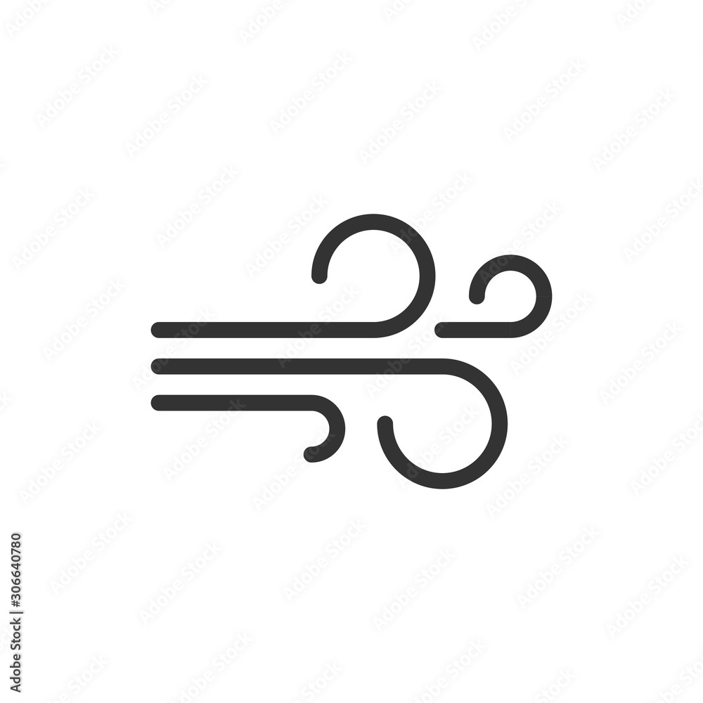 Wind icon in flat style. Air vector illustration on white isolated background. Breeze business concept. Wind icon in flat style. Air vector illustration on white isolated background. Breeze business concept.