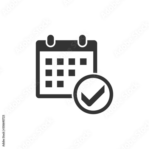 Calendar icon in flat style. Agenda vector illustration on white isolated background. Schedule planner business concept.