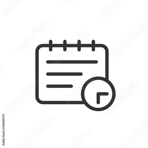 Calendar icon in flat style. Agenda vector illustration on white isolated background. Schedule planner business concept.