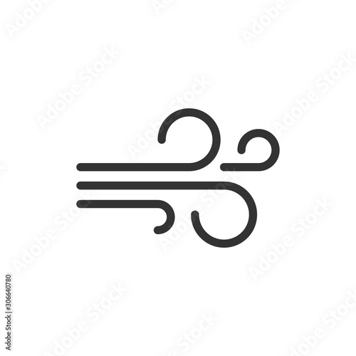 Wind icon in flat style. Air vector illustration on white isolated background. Breeze business concept.
