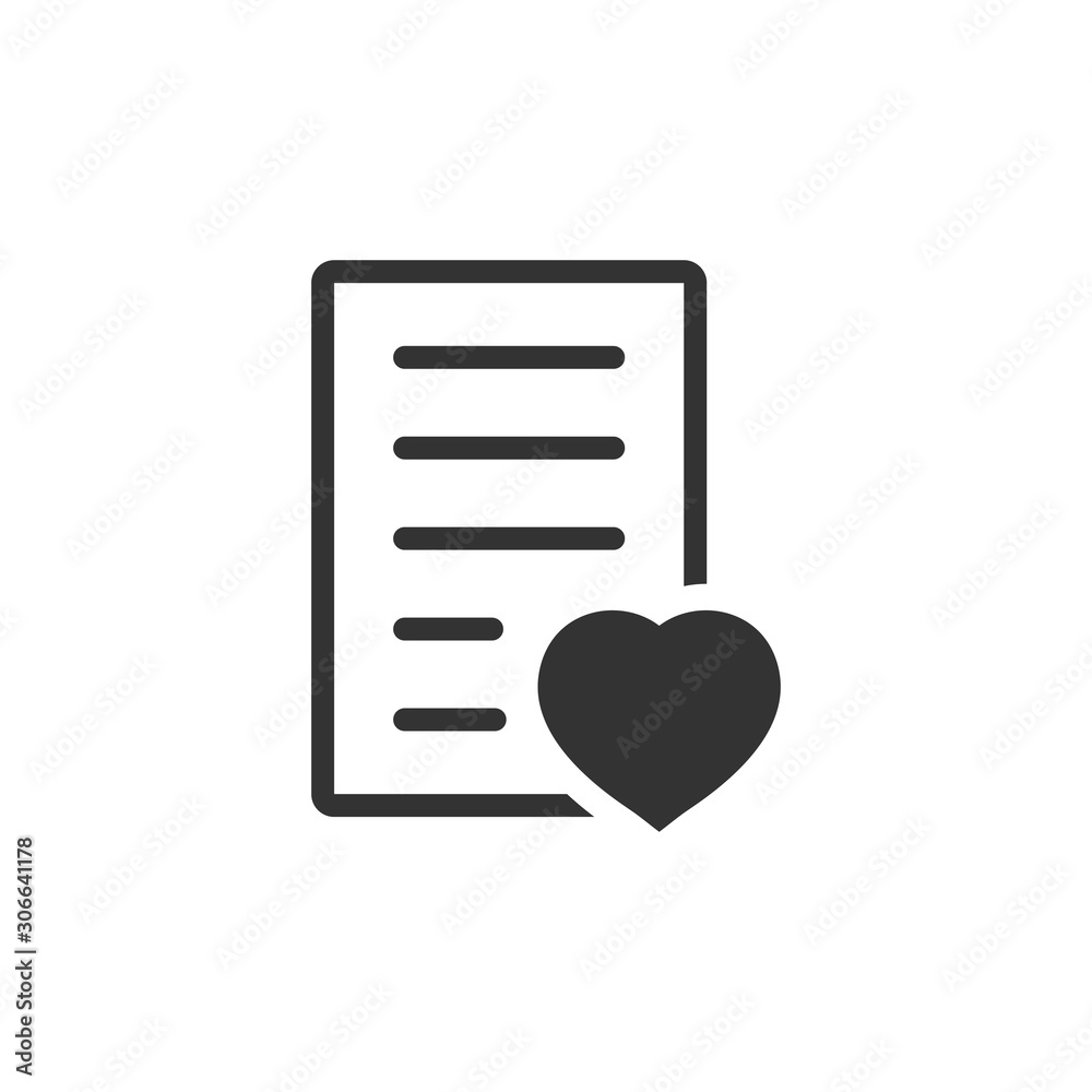 Wishlist icon in flat style. Like document vector illustration on white isolated background. Favorite list business concept. Wishlist icon in flat style. Like document vector illustration on white isolated background. Favorite list business concept.
