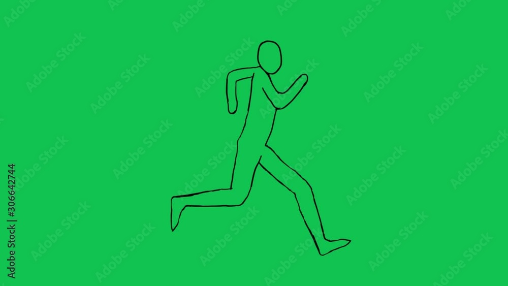 sticky Man running on loop on green screen chroma key background sticky Man running on loop on green screen chroma key background