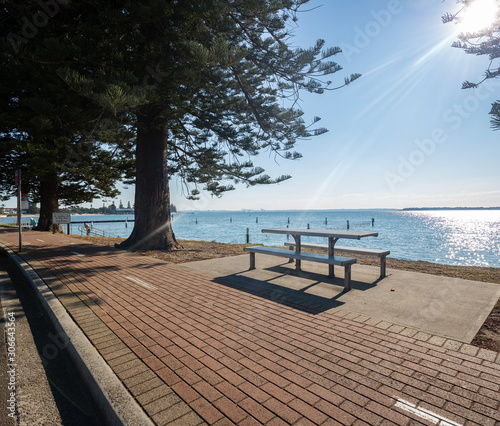 View of Botany Bay from Sandringham foreshore in Sydney, Australia on a sunny morning  photo