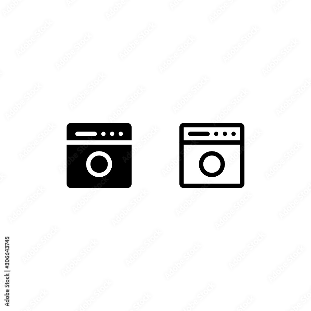 Washing Machine Outline, Icon, Logo, Vector