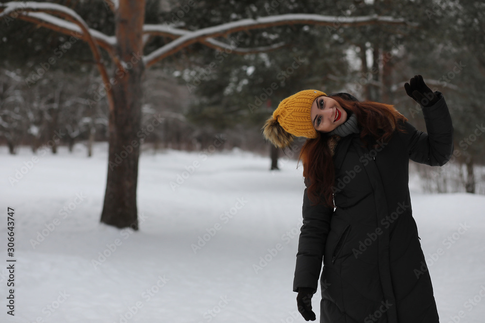 Beautiful girl in a beautiful winter park