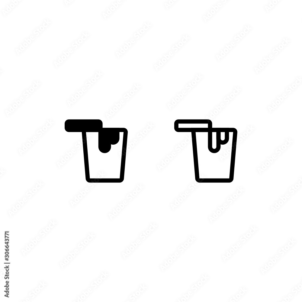 Bucket and dirty clothes Outline, Icon, Logo, Vector