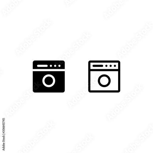 Washing Machine Outline, Icon, Logo, Vector