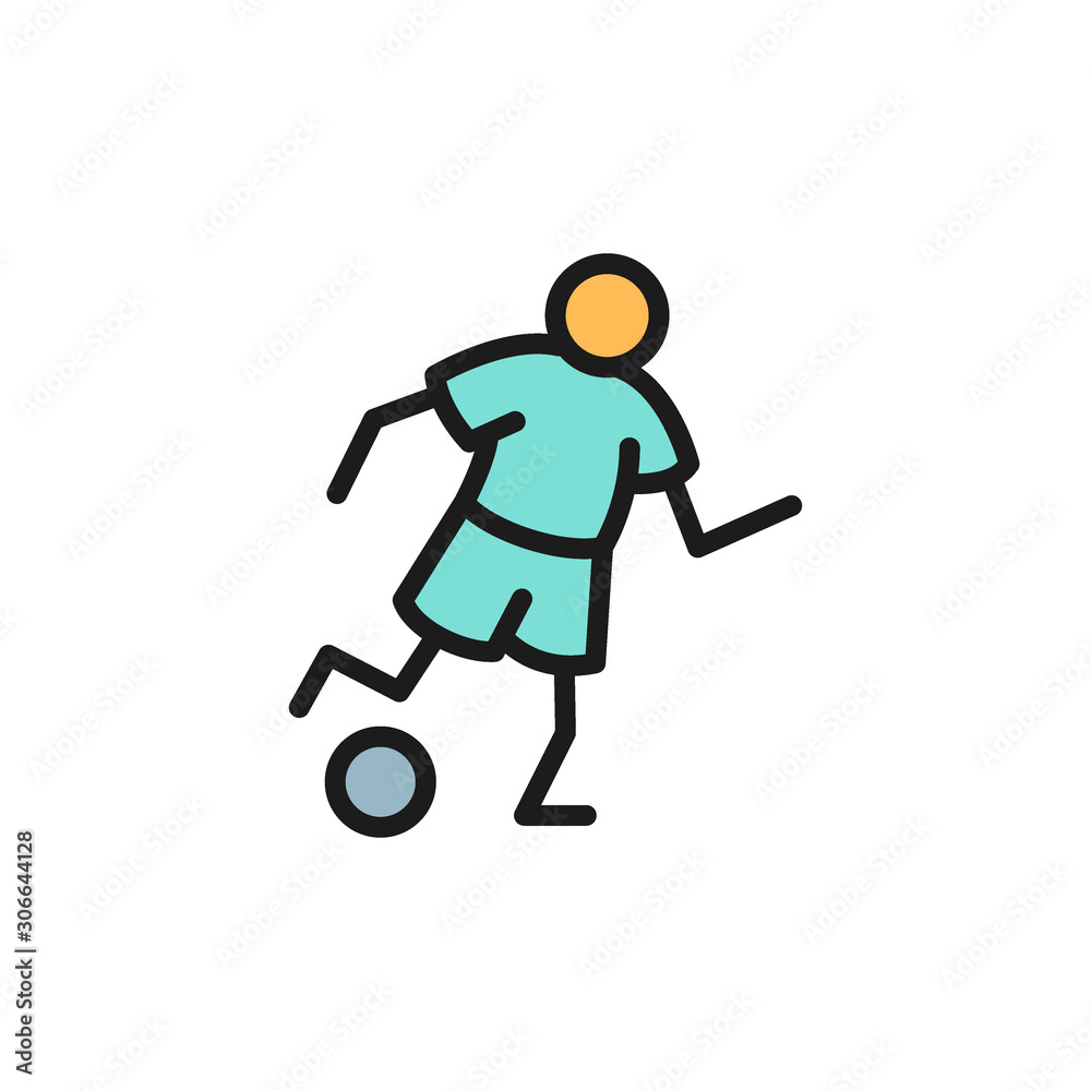 Soccer player flat color icon. Isolated on white background Soccer player flat color icon. Isolated on white background