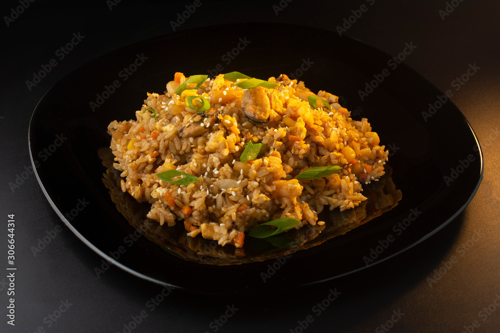 chinese rice with mussels and squid chinese rice with mussels and squid