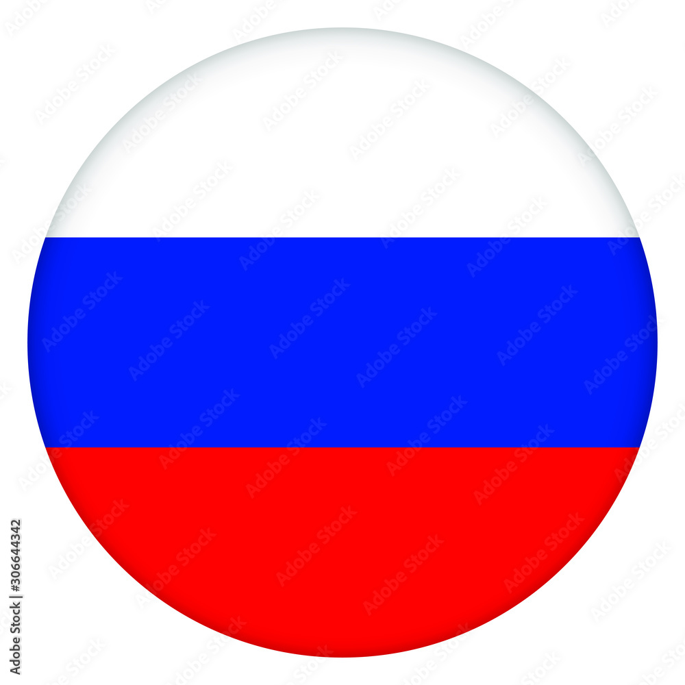 Fototapeta premium Flag of Russia round icon, badge or button. Russian national symbol. Template design, vector illustration. 