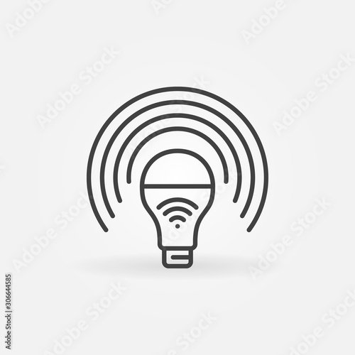 Wi-Fi Smart Light Bulb concept vector outline icon or logo