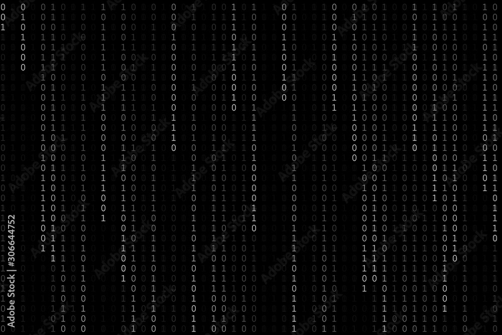 Technology digital binary code in color White in gradient shadow for backdrop or background.