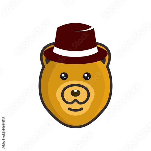 bear mascot with hat logo design