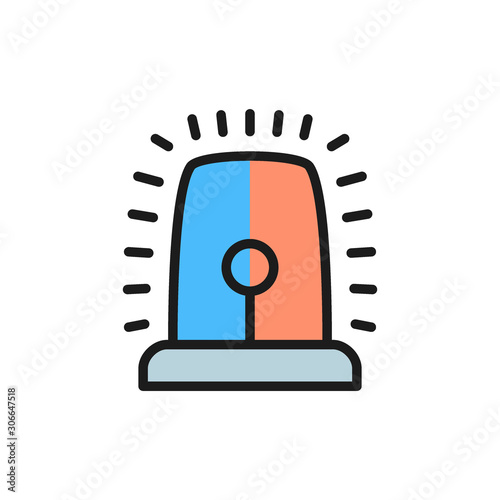 Police flasher flat color icon. Isolated on white background