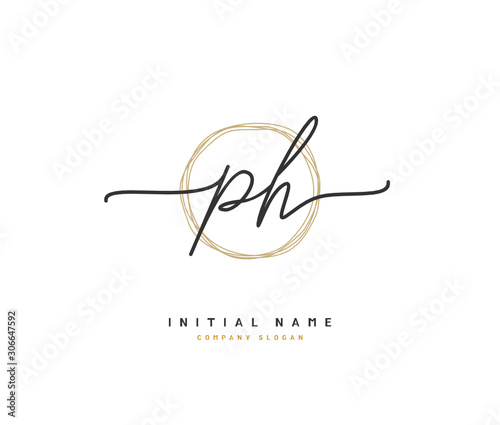 P H PH Beauty vector initial logo, handwriting logo of initial signature, wedding, fashion, jewerly, boutique, floral and botanical with creative template for any company or business.