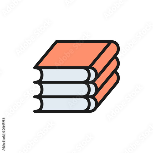 Vector books, law codes flat color icon.