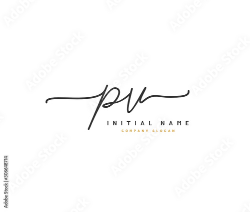 P V PV Beauty vector initial logo, handwriting logo of initial signature, wedding, fashion, jewerly, boutique, floral and botanical with creative template for any company or business.
