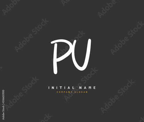 P U PU Beauty vector initial logo, handwriting logo of initial signature, wedding, fashion, jewerly, boutique, floral and botanical with creative template for any company or business.