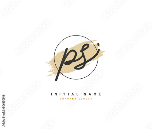 P S PS Beauty vector initial logo, handwriting logo of initial signature, wedding, fashion, jewerly, boutique, floral and botanical with creative template for any company or business.