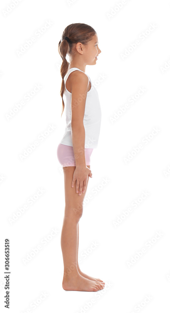 Fotografia do Stock: Cute little girl in underwear on white background