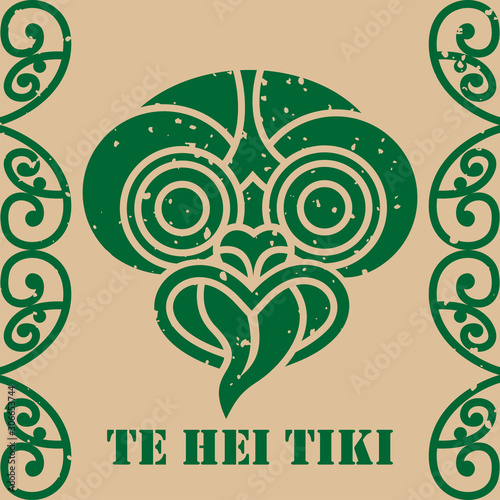 Hei-tiki icon, an ornamental pendant of the Māori of New Zealand. Vector Illustration photo