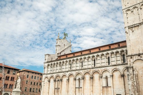 View on the Chiesa di San Michele in Foro. Roman Catholic basilica church in Lucca, Tuscany, central Italy, built over the ancient Roman forum © tetyanaustenko
