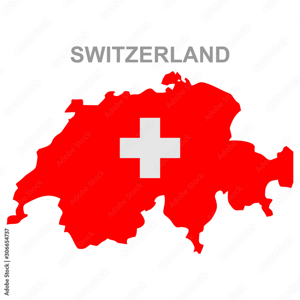Maps of Switzerland with national flag icon vector design symbol