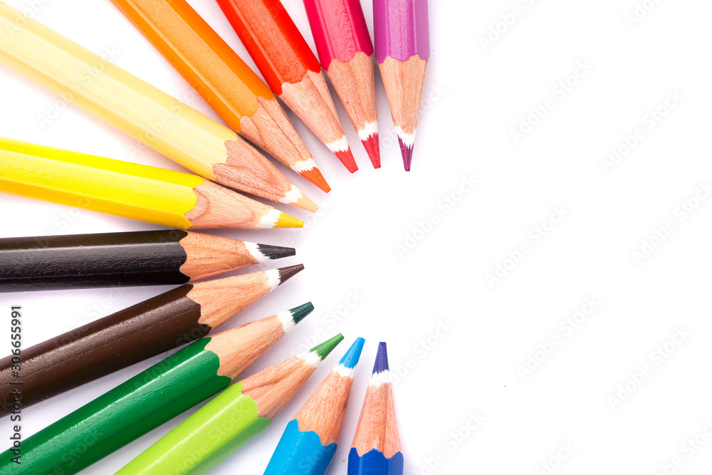 Photos Colored pencils on white background Photos Colored pencils on white background