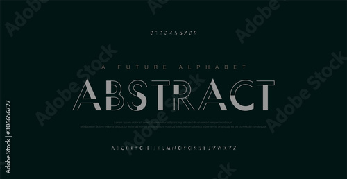 Abstract urban thin line font alphabet. Minimal modern fonts and numbers. Typography typeface uppercase lowercase and number. vector illustration
